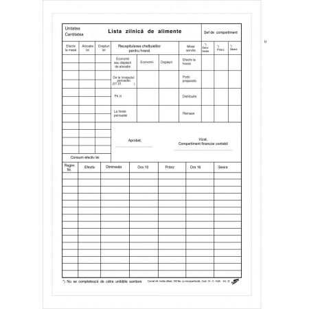 Lista zilnica de alimente, A4