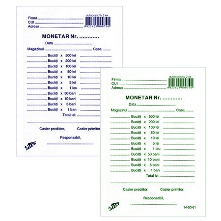 Monetar autocopiativ A6, 2 exemplare