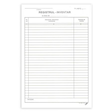 Registru inventar PFA, A4, snuruit