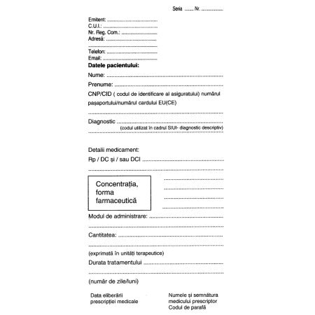 Reteta medicala pentru antibiotice 1/3 A4, 100 file/set