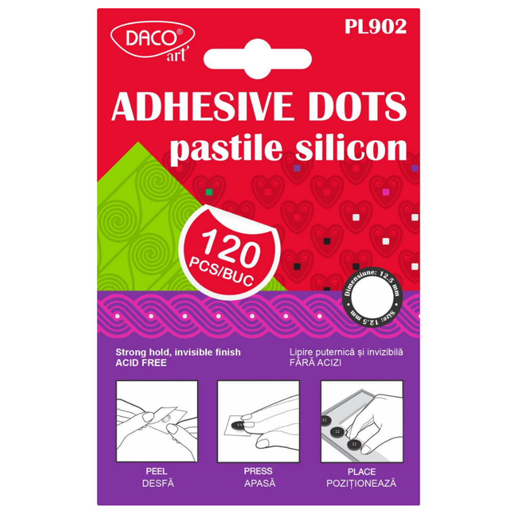 Pastile silicon autoadezive DACO PL902, 120 buc/set | Office Direct