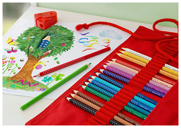 Creioane acuarela FABER-CASTELL Grip Rollup, 18 buc/set