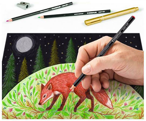 Set desen pe hartie neagra STAEDTLER Black and White, 17 piese