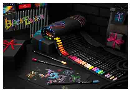 Creioane hartie neagra FABER-CASTELL Black Edition Rollup, 72 buc/set