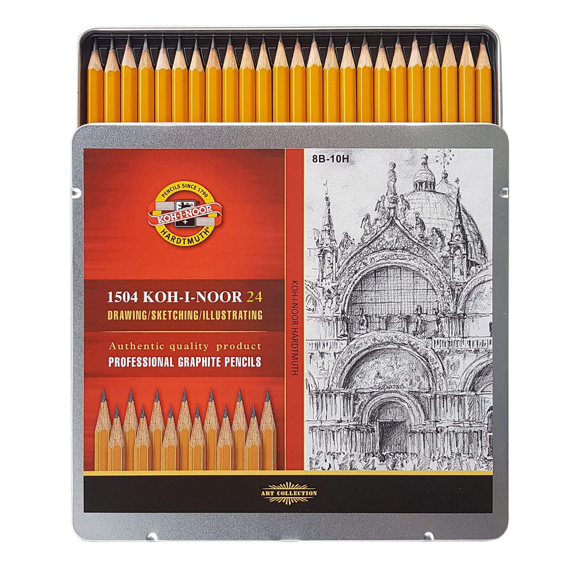 Creioane arta KOH-I-NOOR 1504, 8B-10H, 24 buc/set - Office Direct