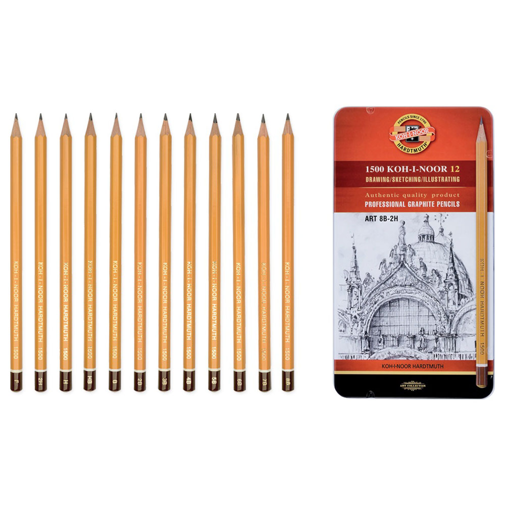 Creioane grafit KOH-I-NOOR Art 1502, 8B-2H, 12 buc/set - Office Direct