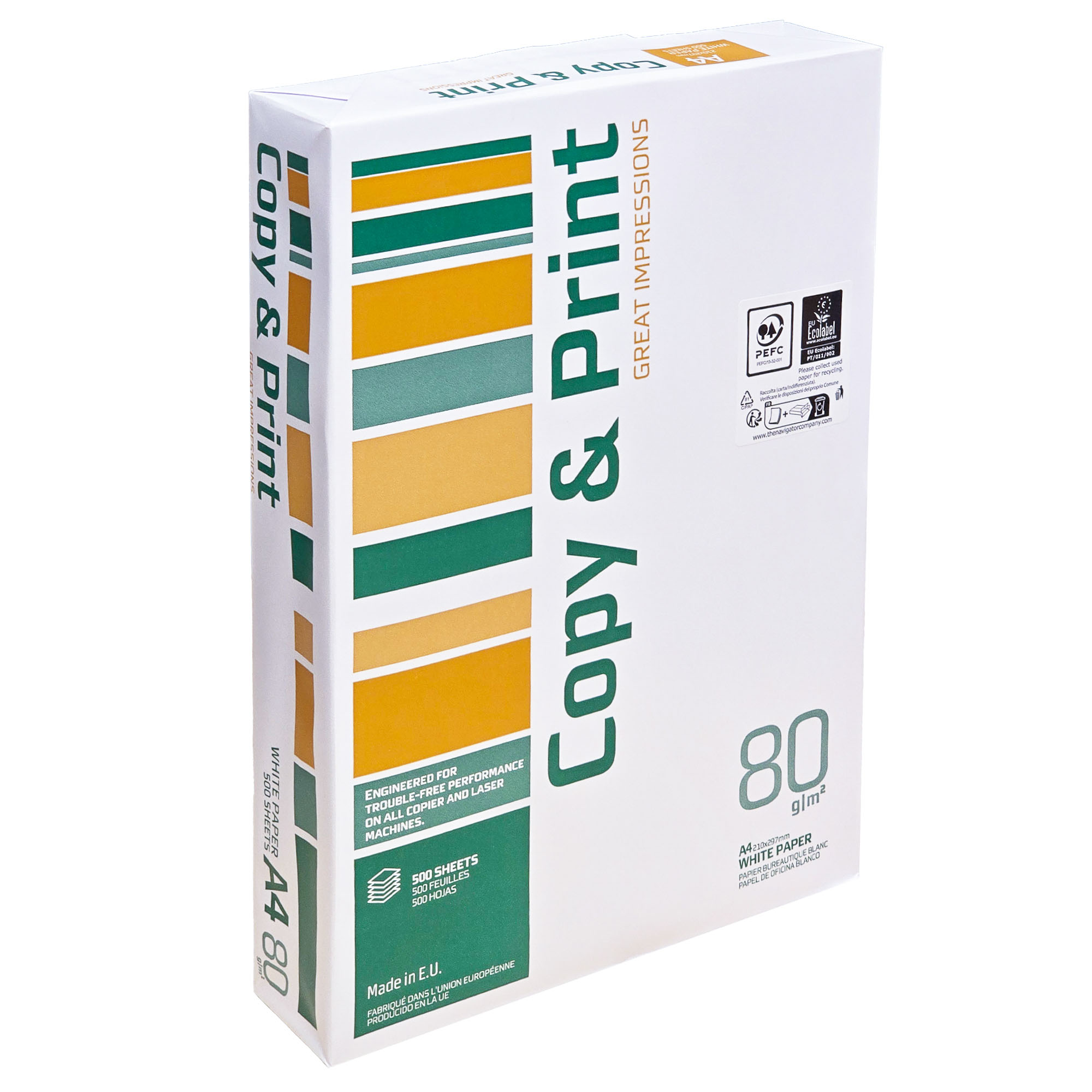 Papel Para Impresora Print24 - 2500 Hojas A4 80 G/m², Blanco Brillante (CIE 160), Certificado Ecológico PEFC, Paquete De 5 Resmas