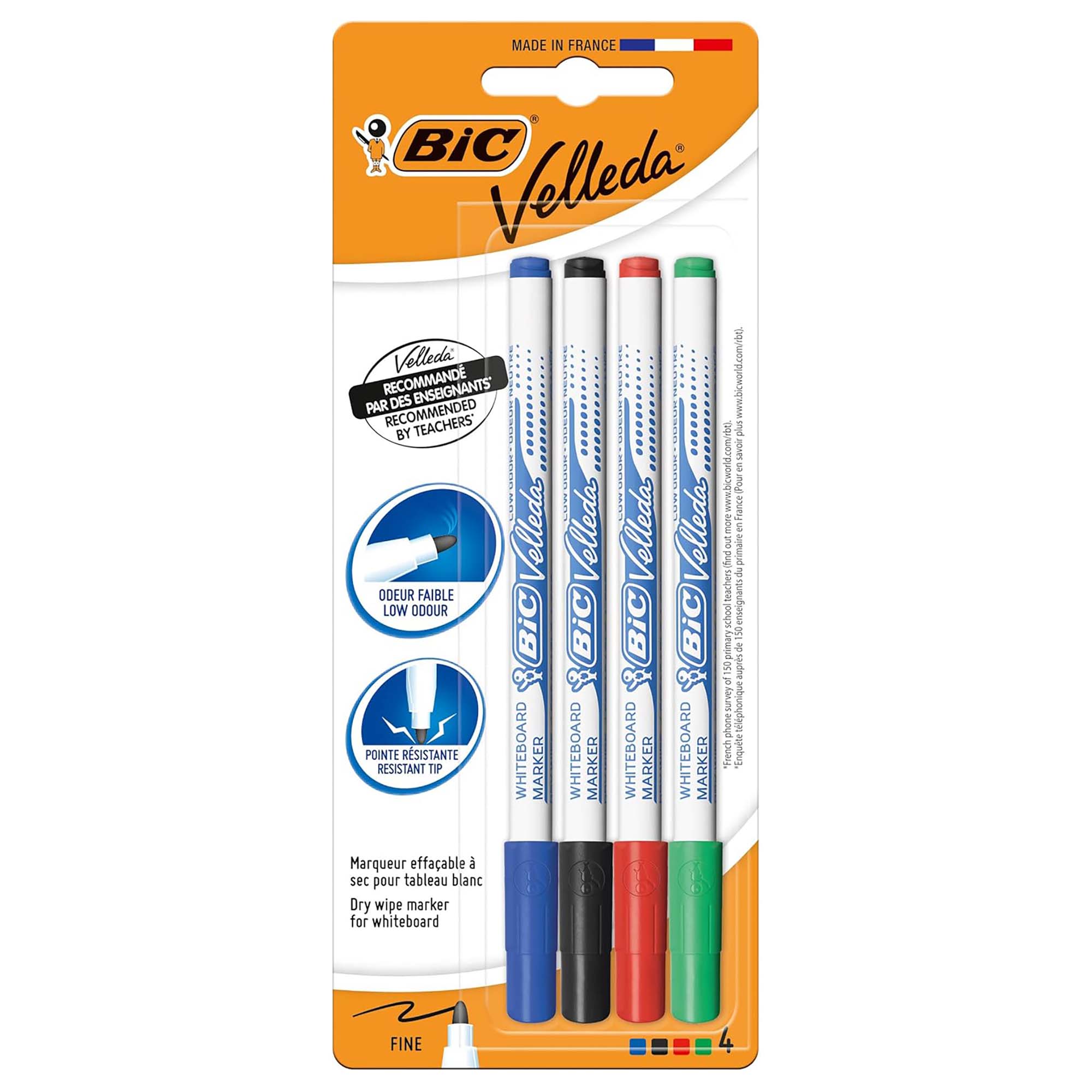 Marker whiteboard BIC Velleda 1721, 4 culori/set | Office Direct