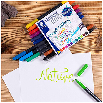 Marker pentru caligrafie, 2 capete, STAEDTLER Brush Lettering, 12 buc/set