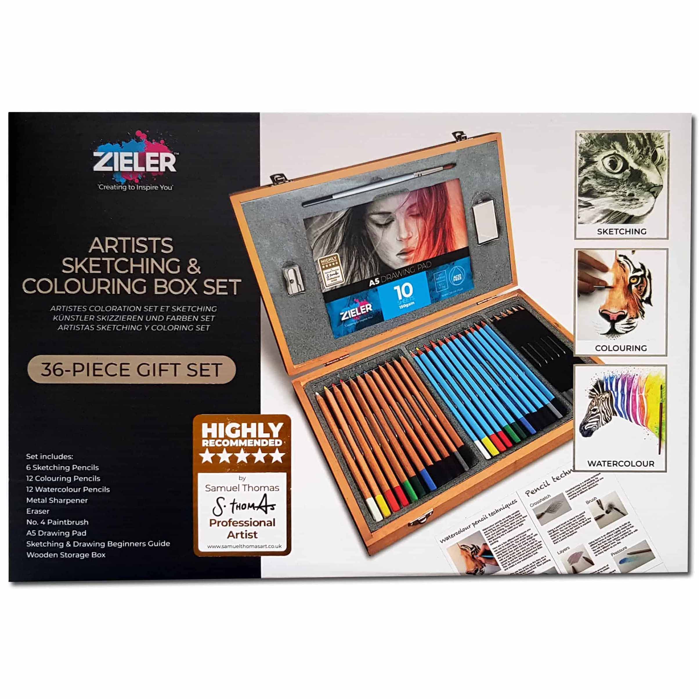 Set schite si desen ZIELER Artist Sketching and Colouring, 36