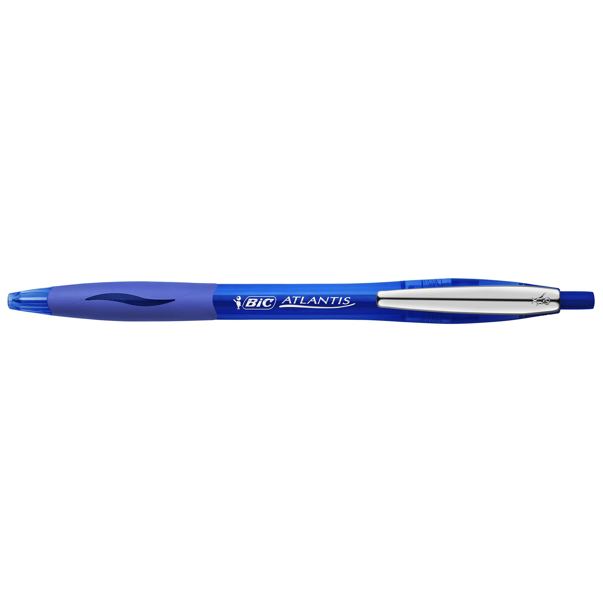 Pix cu mecanism BIC Atlantis Clic Metal, scriere albastra, 1 mm