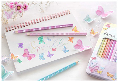Creioane pastelate FABER-CASTELL Sparkle Pastel, 12 buc/set