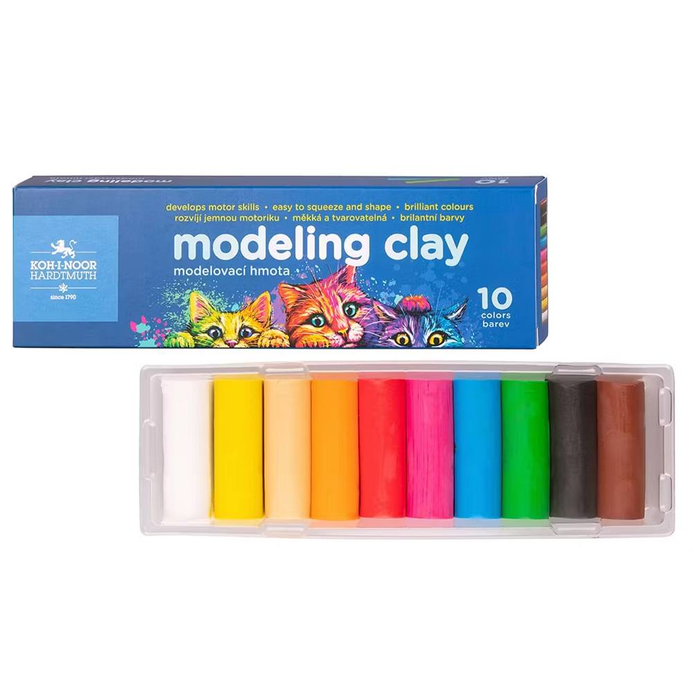 Plastilina moale KOH-I-NOOR, 10 culori, 200 g/set | Office Direct