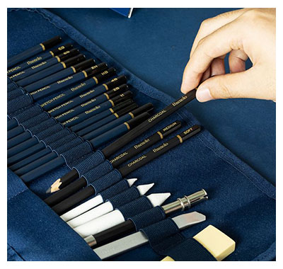 Creioane schite in etui DELI Finenolo Sketch Rollup, 27 piese/cutie