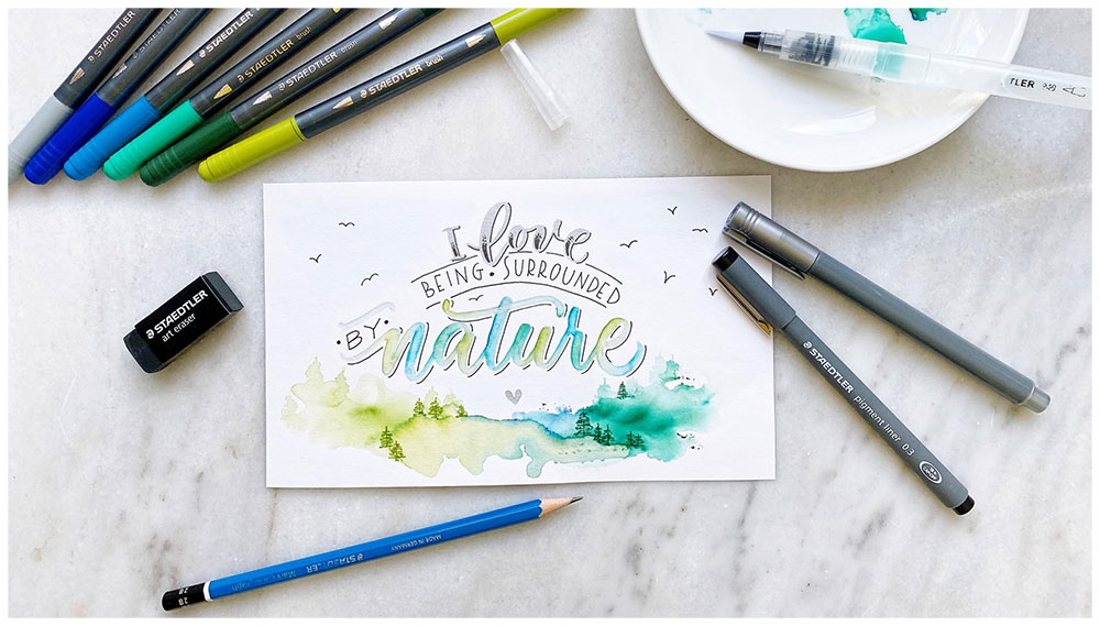 Set markere tip acuarela cu creion STAEDTLER Floral Watercolour, 12 piese Set markere tip acuarela cu creion STAEDTLER Floral Watercolour, 12 piese